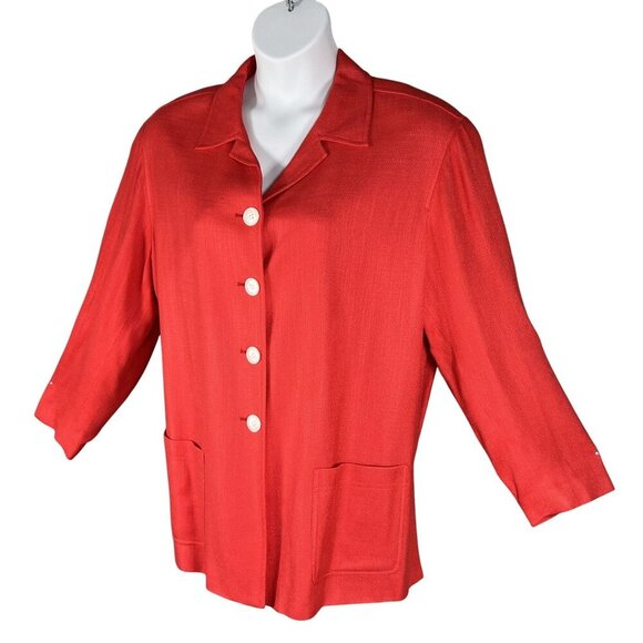 Susan Bristol NWT Womens 16W Red Button Down Blazer Jacket Pockets Career Office - Picture 6 of 16